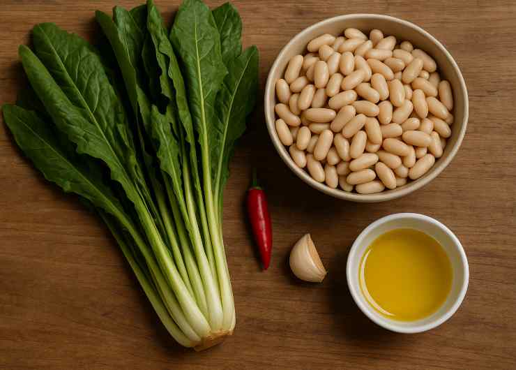 ingredienti cicoria e fagioli