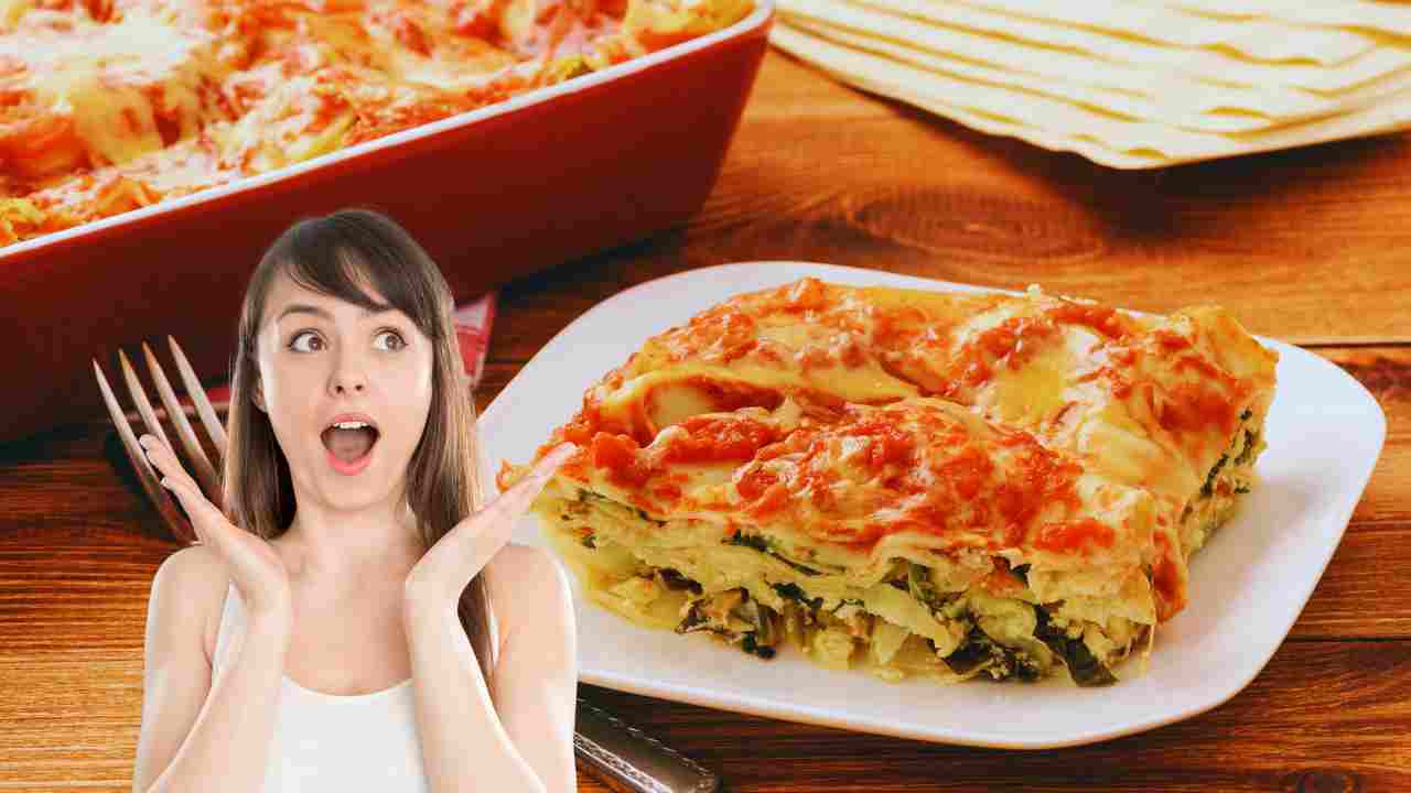 lasagne ricotta spinaci donna entusiasta