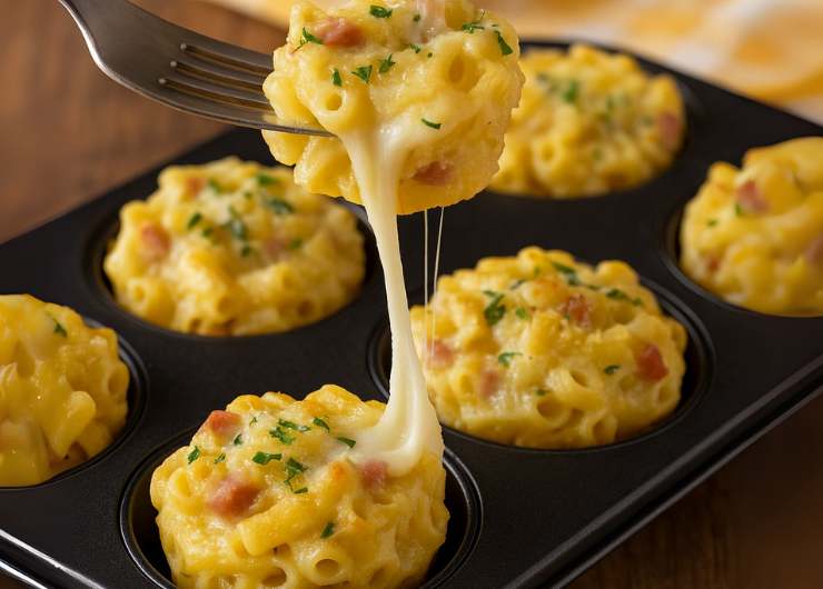 muffin di pasta con mozzarella filante