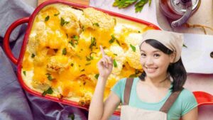 pasticcio di verdure donna che indica