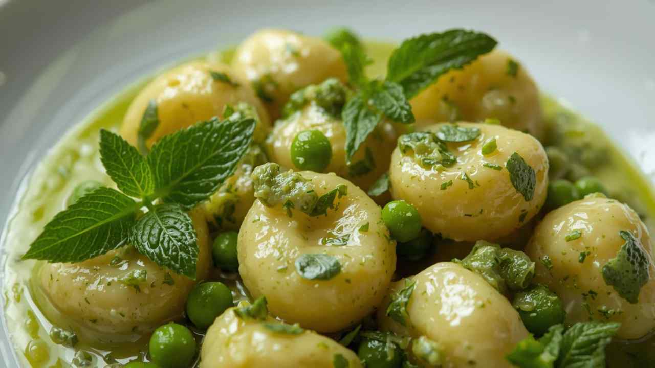 Gnocchi con crema di piselli
