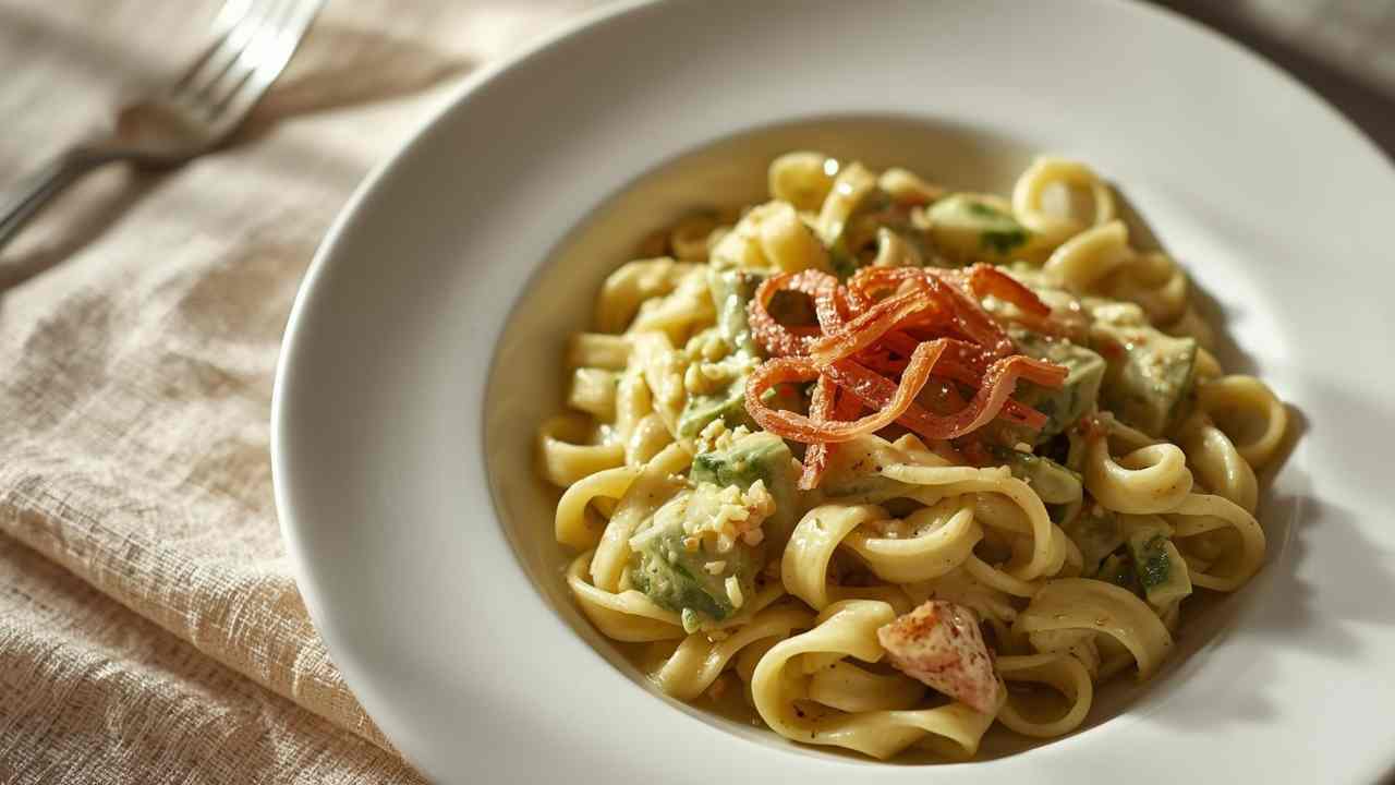 Linguine zucchine e speck
