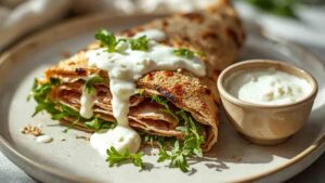 Piadina integrale con tacchino e salsa yogurt