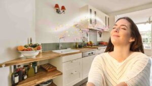 cucina grafica profumo e stelline donna che annusa