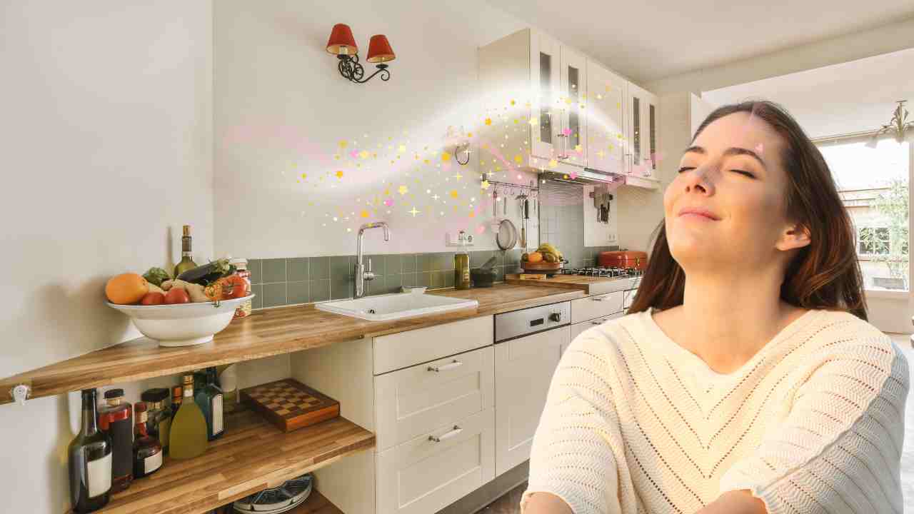 cucina grafica profumo e stelline donna che annusa