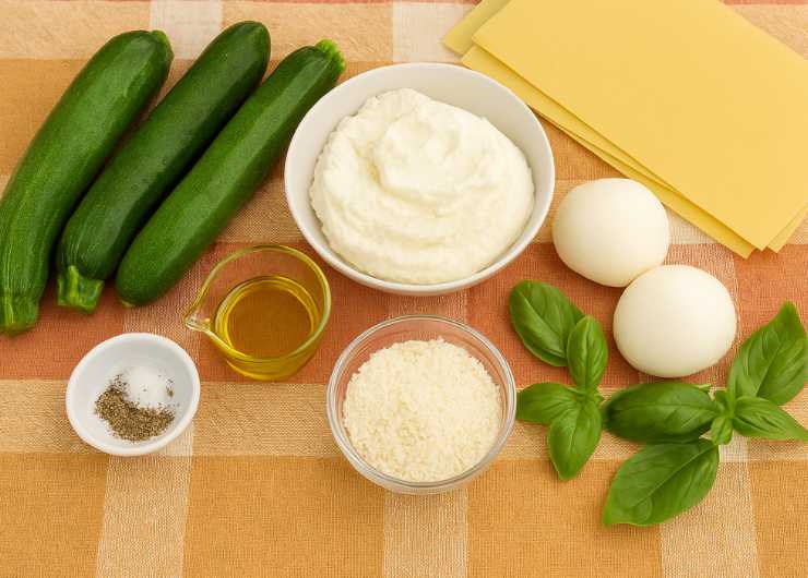 ingredienti per preparare le lasagne con crema di zucchine